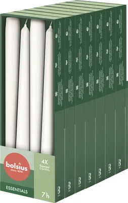 Produktbild von Bolsius 32er Set glatte Spitzkerzen,  24.5cm, weiß