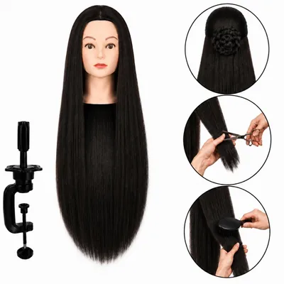 Immagine prodotto di Testina per acconciature Iza con capelli termici 70 cm e supporto, Immagine generata dall'IA