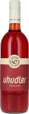 A bottle of Uhudler Trocken wine.