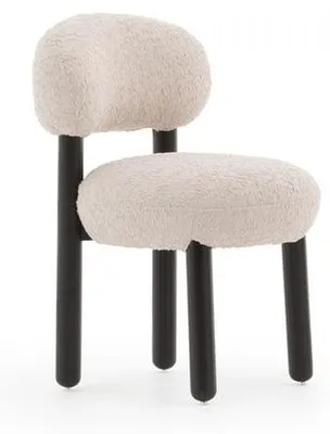 Image de Tabouret beige en bois et textile moderne, polyvalent, élégant