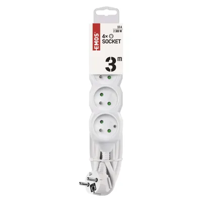 EMOS Prodlužovací kabel 3 m / 4 zásuvky / bílý / PVC / 1 mm2, P0413