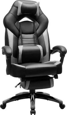 Obrázek produktu pro Herní židle SONGMICS, kancelářská židle s podnožkou, kancelářská židle, ergonomický design, nastavitelná opěrka hlavy, bederní opěrka, nosnost až 150 kg,