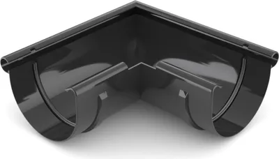 Produktbild von BRYZA Außen-Rinnenwinkel aus Kunststoff Ø 125 mm, Schwarz RAL 9005