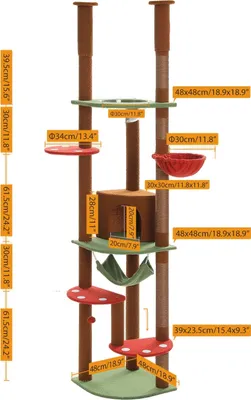 Image de Arbre à chat réglable en hauteur, design stable, plates-formes à plusieurs niveaux, AMT0119BN, XL