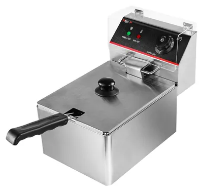 Zdjęcie produktu dla Frytkownica gastronomiczna elektryczna pojedyncza Mega-M stal nierdzewna 6l 3000W 230V