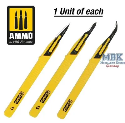 Immagine prodotto di Set di lame Ammo per MIG AMIG8691 (dritta, curva, a strappo) - 3 pezzi