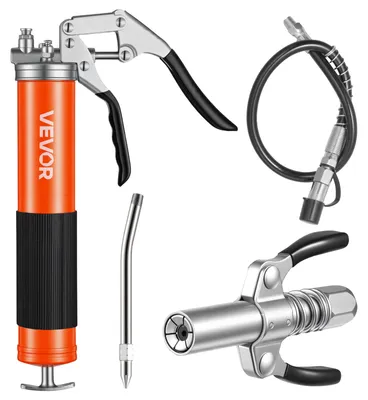 Produktbild von VEVOR Fettpresse, 551 bar, Schmierpressen-Set mit 0,4 L Fassungsvermögen, inkl. 45,7 cm Flexschlauch, Doppelgriff-Fettkupplung, starrem Verlängerungsrohr & scharfer Düse für Kfz & Schifffahrt