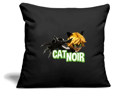 Produktbild von Spreadshirt Miraculous Cat Noir Adrien Kissenbezug 45x45 cm, One size, Schwarz