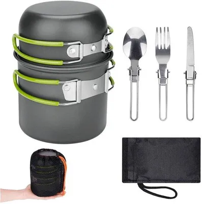 Productafbeelding van 7-delige Camping Kookset met Vouwbestek