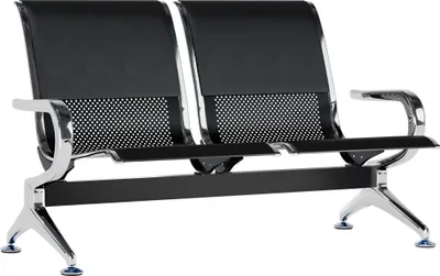 Produktbild von CLP Wartebank Airport Kunstlederbezug stabil aus Metall mit Rückenlehne schwarz/schwarz Größe 2-Sitzer