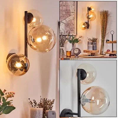 Produktbild von Isorella Wandlampe aus Metall/Glas in Schwarz/Bernsteinfarben/Klar