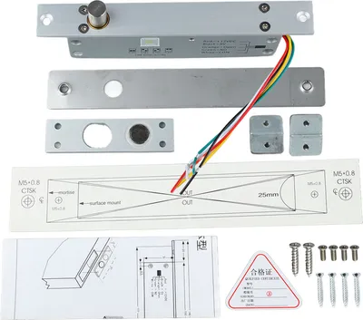 Zdjęcie produktu dla 5-przewodowy elektryczny zamek ryglowy DC 12V, wąski zamek ryglowy z opóźnieniem czasowym, wskaźnik LED do kontroli dostępu do drzwi, blokada wyłączania