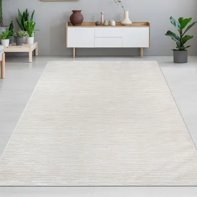 Zdjęcie produktu dla Nowoczesny dywan z delikatną fakturą i eleganckim wzorem w kremowym kolorze Rozmiar - 120 x 170 cm