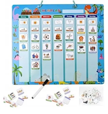 Zdjęcie produktu dla Magnetyczny Planer Tygodniowy Montessori Tablica z Magnesami DE