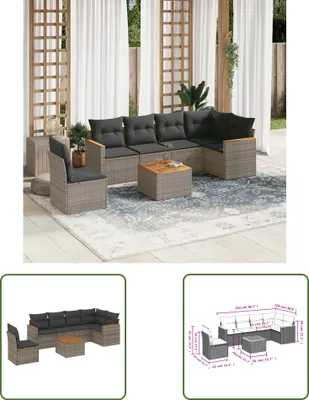 Produktbild von The Living Store 7-tlg. Garten-Sofagarnitur mit Kissen Grau Poly Rattan