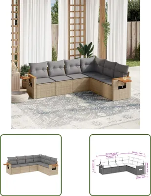 Produktbild von The Living Store 6-tlg. Garten-Sofagarnitur mit Kissen Beige Poly Rattan