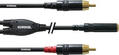 Immagine prodotto di Cordial CFY 0,3 YCC, 2 x RCA, maschio, 3,5 mm, femmina, 0,3 m, nero
