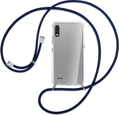 Produktbild von Handykette Backcover-Schutzhülle mit Band (Metall silberfarben) für LG K22 LMK200 - dunkelblau