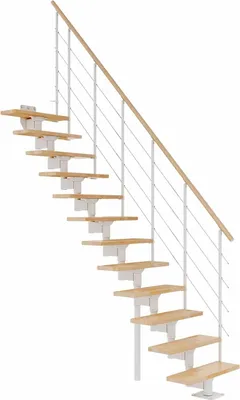 Produktbild von Dolle Mittelholmtreppe Boston 228-300cm Geschosshöhe Geradelaufend in Buche/Weiss