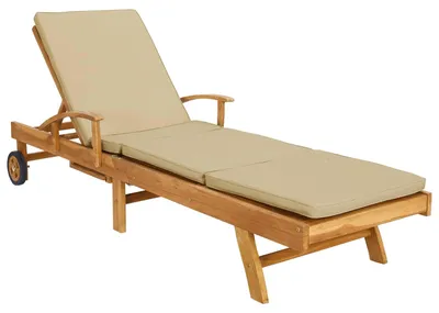 Produktbild von Sonnenliege 100% Polyester mit solidem Teak