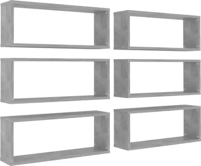 Zdjęcie produktu dla Półki Ścienne Kostki 6 Szt., Szarość Betonu, 60X15X23 Cm, Płyta Lumarko!