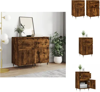 Produktbild von vidaXL Sideboards 2 Stk. Räuchereiche 40x35x70 cm Holzwerkstoff -  Sideboards