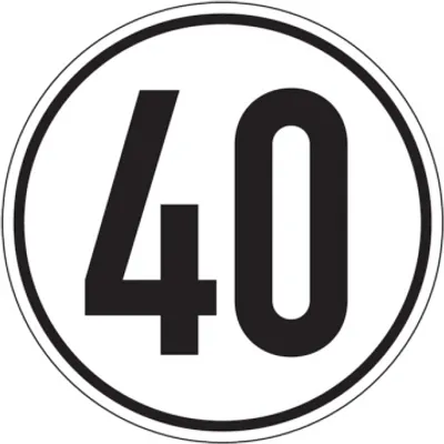 Produktbild von Dreifke® Aufkleber Geschwindigkeitsschild 40km/h gemäß § 58 StVZO, Ø200mm, Fo...