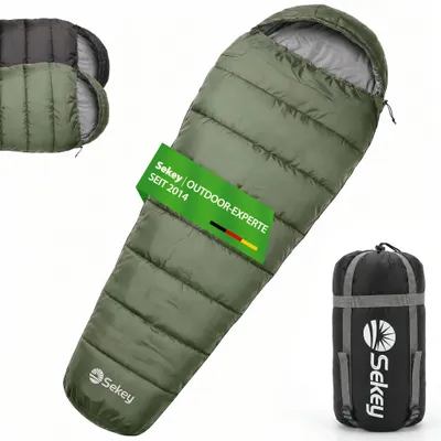 Produktbild von Sekey Schlafsack Camping Outdoor Mumienschlafsack 220x80x50 cm, Grün, 1,7 kg