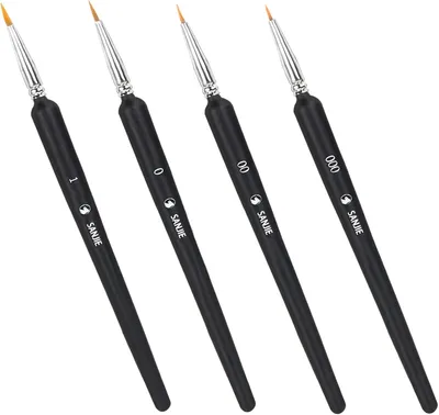 Produktbild von Pinselset feine Detailpinsel, 4-teilig, Nylonpinsel, Größen 0, 00, 000, 1, für Modellbau