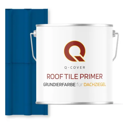 Produktbild von Grundierfarbe für Dachziegel Signalblau RAL 5005 5 L | wetterfeste Dachbeschichtung | für Ziegel, Beton, Eternit | UV-beständig | Q-COVER