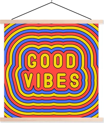 Produktbild von MuchoWow® Textilposter Zitat - Vintage - Retro 120x120 cm mit holzfarbenen Rahmen - Textil-Poster