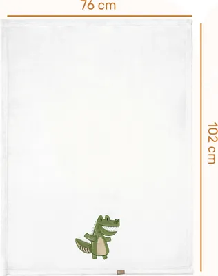 Produktbild von Be Mammy Kuschlige Babydecke Kuschel Decke Tagesdecke mit 3D Applikation 76 x 102 cm BE20-168 (Weiß - Krokodil, 76 x 102 cm)