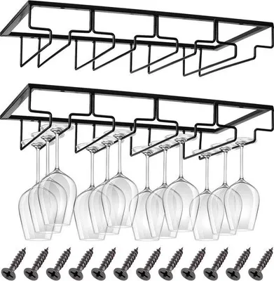Produktbild von Famanu Weinglashalter 2er Set - Metall, platzsparend, hängend