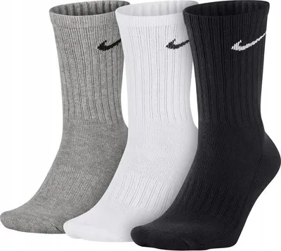 Produktbild von Nike YTH CTN Cush Crew 3er Pack Socken Sportsocken verschiedene Farben, Größe:S, Farbe:weiß/schwarz/grau