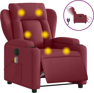 Produktbild von vidaXL Massagesessel Elektrisch Weinrot Stoff