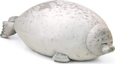 Produktbild von 60 cm Robben-Tierkissen, molliges Robben-Kissen, süßes Robben-Kuscheltier, Baumwollplüschtierkissen, bequemes, weiches Robben-Umarmungskissen, Rückenkissen, grau