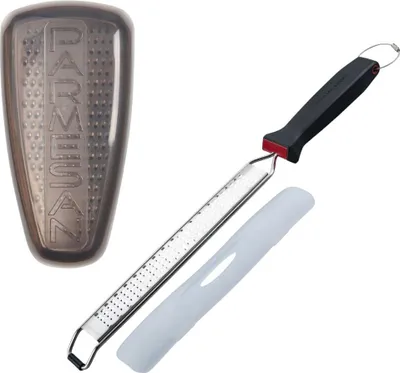 Produktbild von Duo aus Zestenreibe und Parmesanreibe – FACKELMANN – Edelstahl – 42 und 19 cm