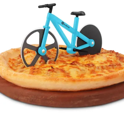 Pizzaschneider Fahrrad-Design, 19 cm, Edelstahl, Antihaft, Blau