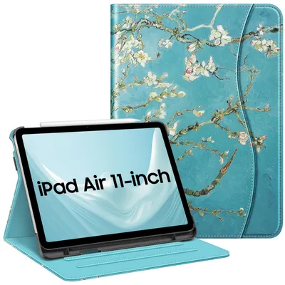 Produktbild von FINTIE Hülle für iPad Air 11 Zoll M4/M3/M2 (2026/2025/2024), iPad Air 5./4. Generation 10,9 Zoll (2022/2020), Multi-Winkel Betrachtung Folio Stand Schutzhülle Case mit Dokumentschlitze, Mandelblüten