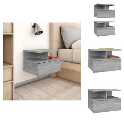 Produktbild von vidaXL Nachttisch 2Stk. Hängend Grau Sonoma 40x31x27 cm Holzwerkstoff -  Nachttische