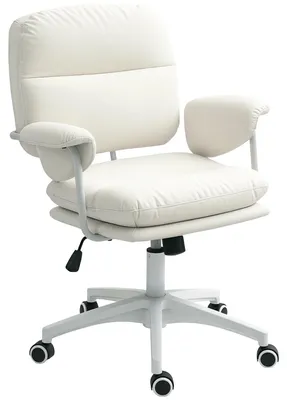 Obrázek produktu pro Kancelářská židle – otočná židle s umělou kůží, funkcí naklápění, výška 49-59 cm, bílá