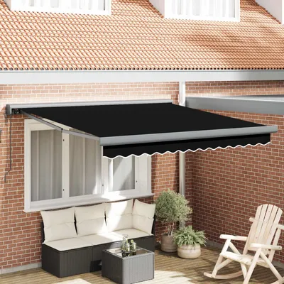 Image de vidaXL Store banne télescopique noir 350 x 250 x 165 cm en tissu et métal