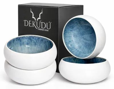 Produktbild von Elzusha – Set aus 6 handgefertigten Salatschalen aus Steinzeug, jeweils 15,5 cm Durchmesser