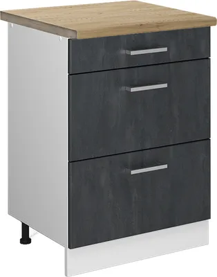 Image de Meuble cuisine Vicco R-Line Béton noir 60cm PT Chêne, Model 47574