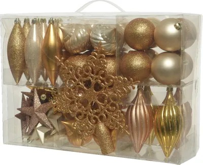 Produktbild von Christbaumschmuck Kunststoff mit Christbaumstern 60er Set - Karamel