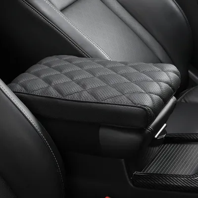 Produktbild von Auto Mittelkonsole Armlehnenbezug Echtleder Memory Foam Schwarz 35x20x5.5cm