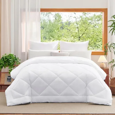 Immagine prodotto di Copertura per letto, 240 x 260 cm, adatta per tutte le stagioni, in microfibra, colore bianco, per camera da letto
