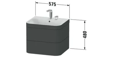 Produktbild von Waschtischunterbau HAPPY D.2 PLUS 575x490mm m UB e Hahnloch weiß supermatt ein Hahnloch weiß supermatt