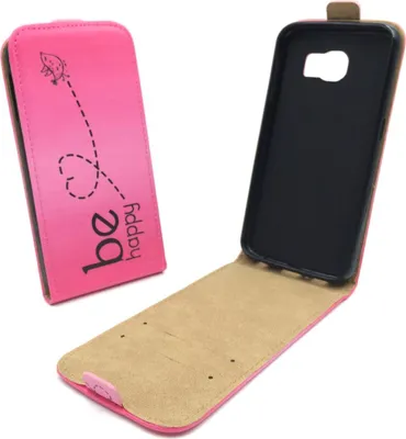 Produktbild von Handyhülle Tasche für Handy Samsung Galaxy S6 Edge Be Happy Pink