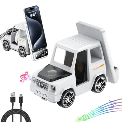 Produktbild von Wireless Charger, 6 in 1 Induktive Ladestation Schnellladegeraet 15W Magnetisches Kabelloses Ladegeraet mit Bluetooth-Lautsprechern,Wecker und LED-Licht,fuer iPhone, Samsung, Huawei, Xiaomi, Apple Watch, AirPods,Weiss